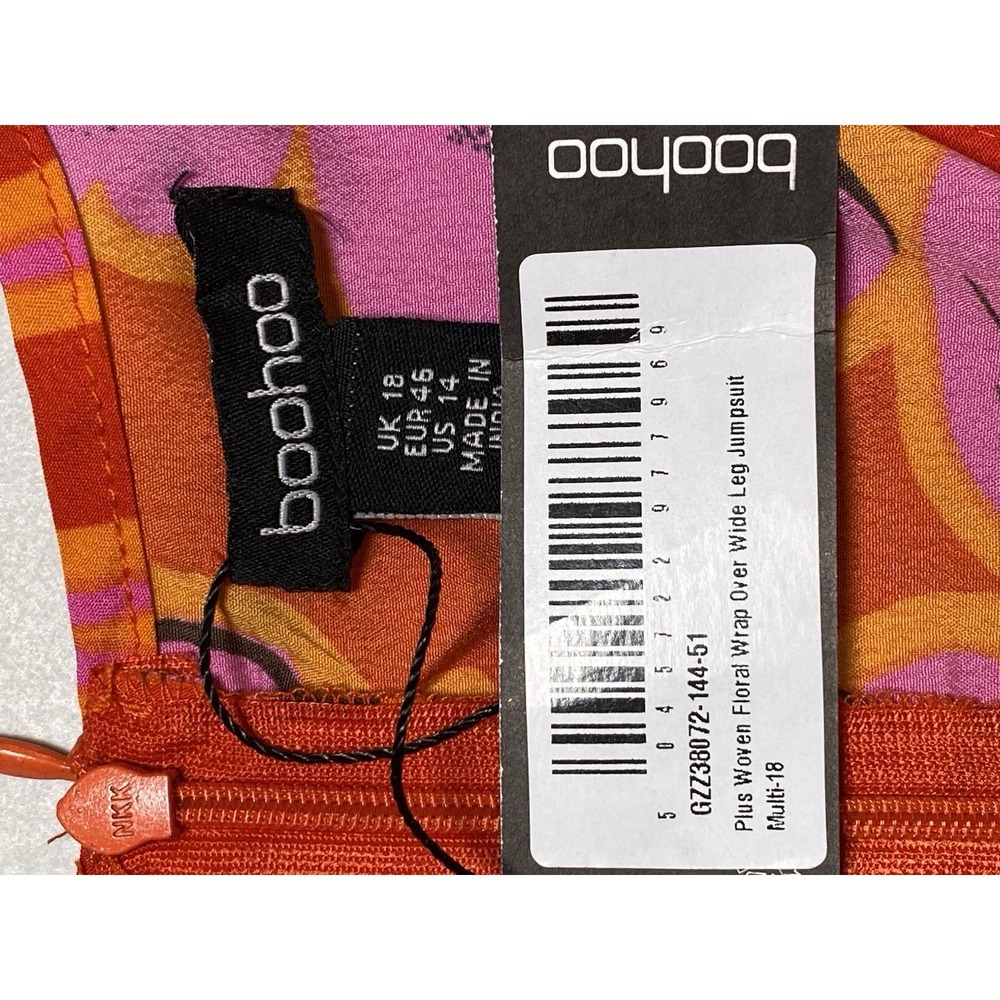 Boo Hoo Womens Wide Leg Jumpsuit Size 14 Easter Wedding Guest Tropical Coastal - Picture 9 of 11